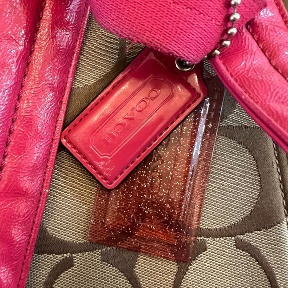 COACH Authentic Y2K Women’s Logo Backpack, 15” x 13”x Tan and Pink. - Picture 5 of 7